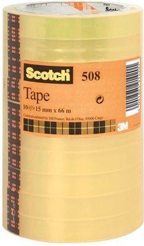 Tape 15mm x 66m Klar tårn 10pk. Scotch 508