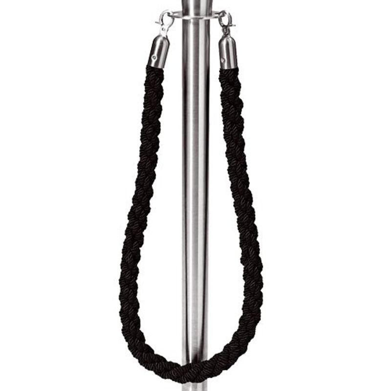 Tau flettet sort / chrome 1,5m