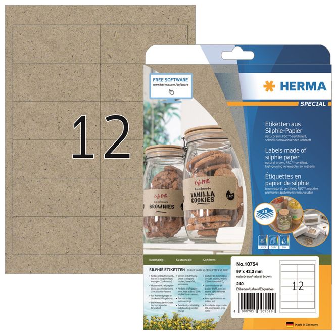 Hovedbilde Etikett 97x42,3 kraftpapir (240) Herma