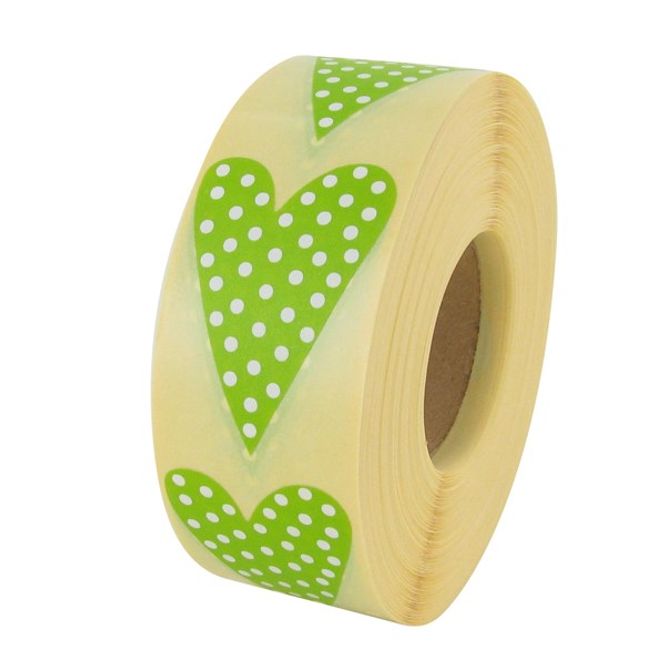 Hovedbilde Etikett hjerte lime med hvite prikker 32x48mm ...