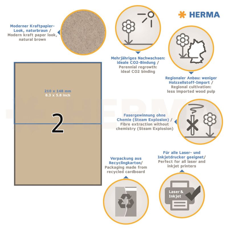 Etikett 210x148 kraftpapir (40) Herma
