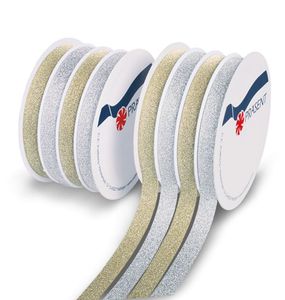 Hovedbilde Gaveb&aring;nd 10mm x 16m gull/ s&oslash;lv glitter