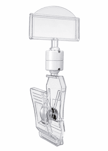 Liten skiltklype med 27 mm skiltholder – transparent