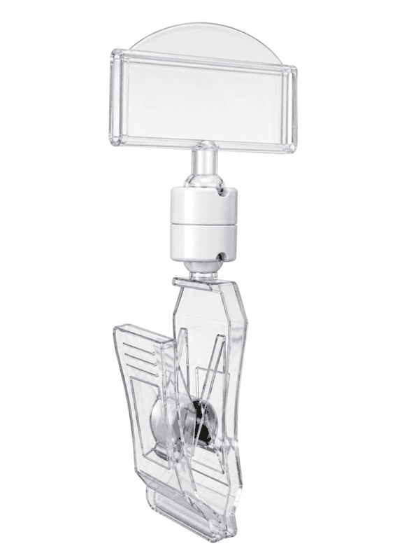 Liten skiltklype med 27 mm skiltholder – transparent