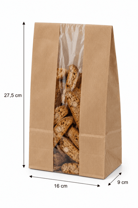 Hovedbilde Papirpose med vindu 16x9x27,5cm 1000 stk.