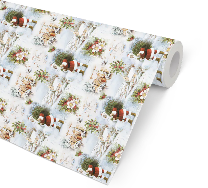 Gavepapir White Christmas 57cm x 154m 80g FSC