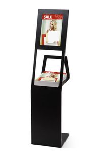 Katalogstativ A4 – sort med magnetisk plakatramme