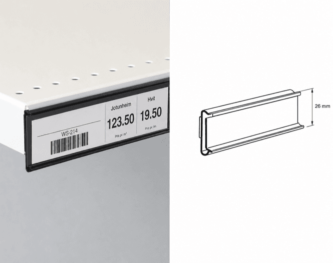 Hovedbilde Hyllekantlist for plane underlag 26x885mm sort 50 ...