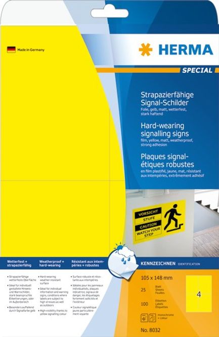Hovedbilde Etiketter Utendørs Slitesterke 105X148mm gul ...