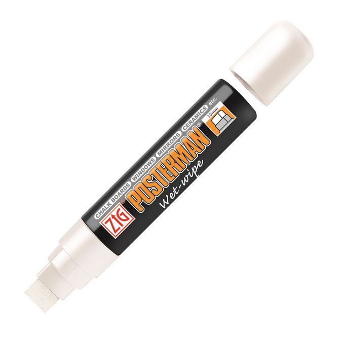 Hovedbilde Posterman tusj 15mm hvit wet wipe